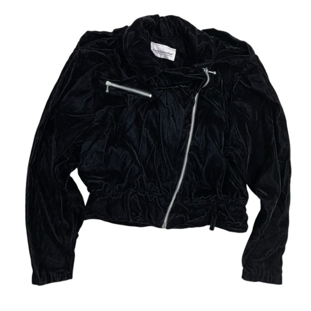 YOUNG EDWARDIAN Vintage Velvet Asymmetrical Zipper Jacket